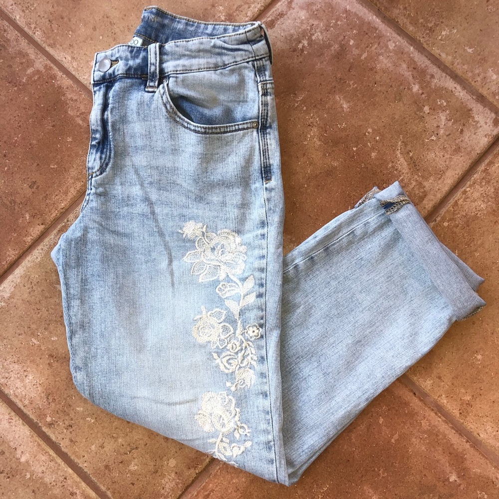 Chico’s Boyfriend Embroidered Jeans